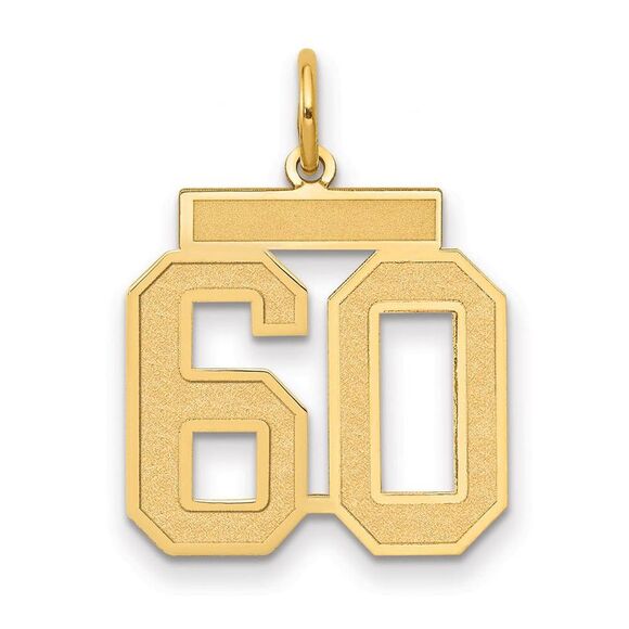 14k Yellow Gold, Jersey Collection, Medium Number 60 Pendant